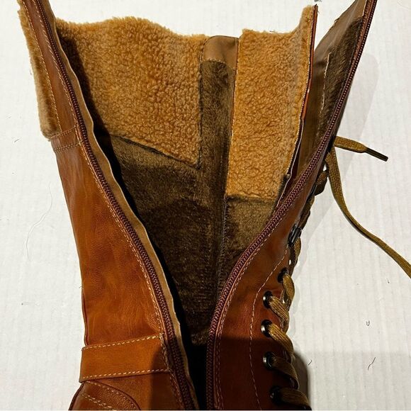 Patrizia Women's Lace up Calf Boots Brown with fleece trim Size 36 - Picture 8 of 10